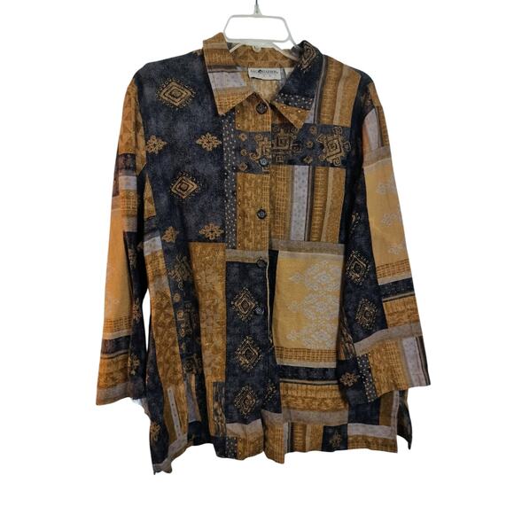 3844) Vintage Sag Harbor Western Artsy Tribal Boho Linen Blend Shacket Top XL - Picture 1 of 9